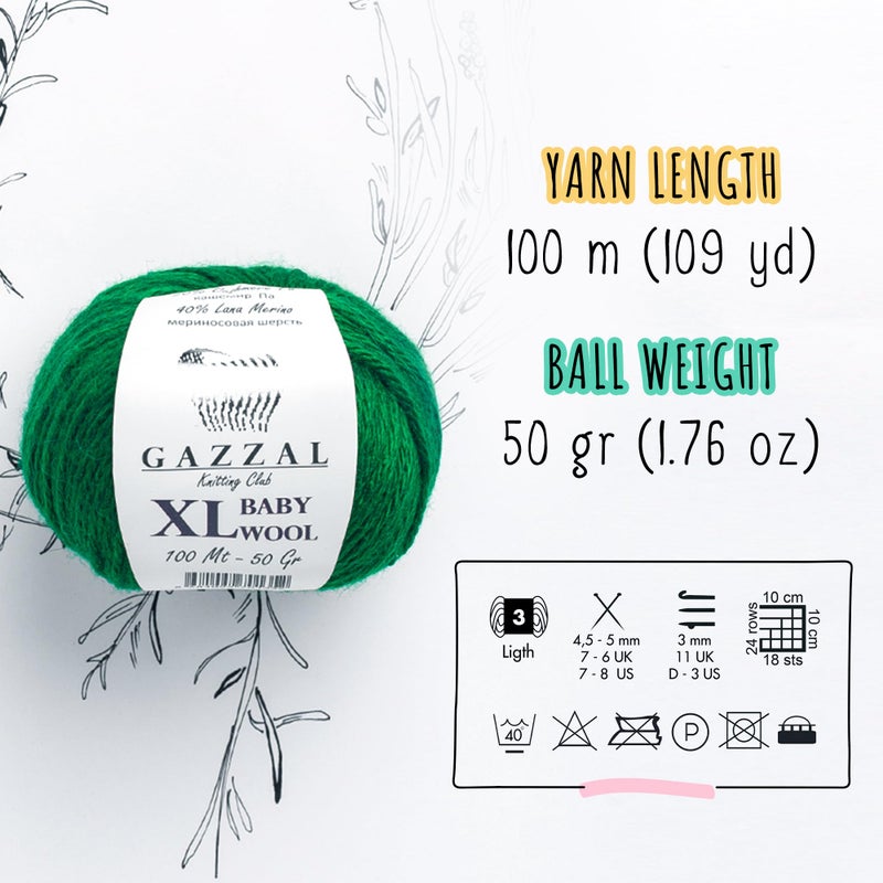 Gazzal 3 Pack (Ball) Gazzal Baby Wool XL Total 5.28 Oz / 328 Yrds, Each Ball 1.76 Oz (50g) / 109 Yrds (100m) Super Soft, Medium-Worsted Yarn, 40% Lana Merino 20% Cashmere Type Polyamide, Pink - 828 - Image 3